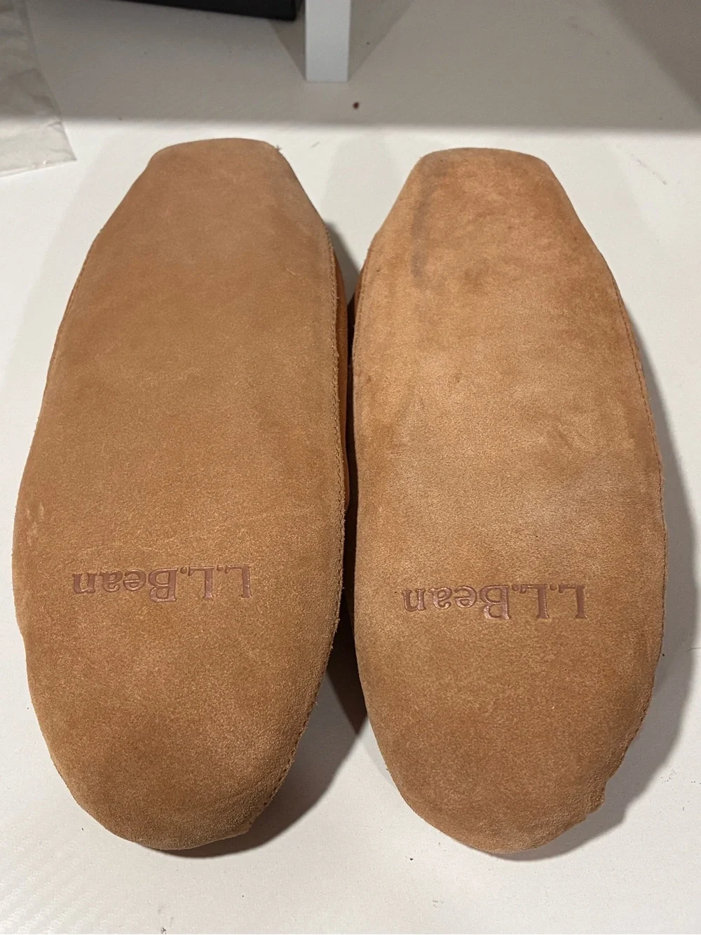 LL Bean Wicked Good Kids Brown Leather Fleece Lined Soft Sole Slippers Size 5